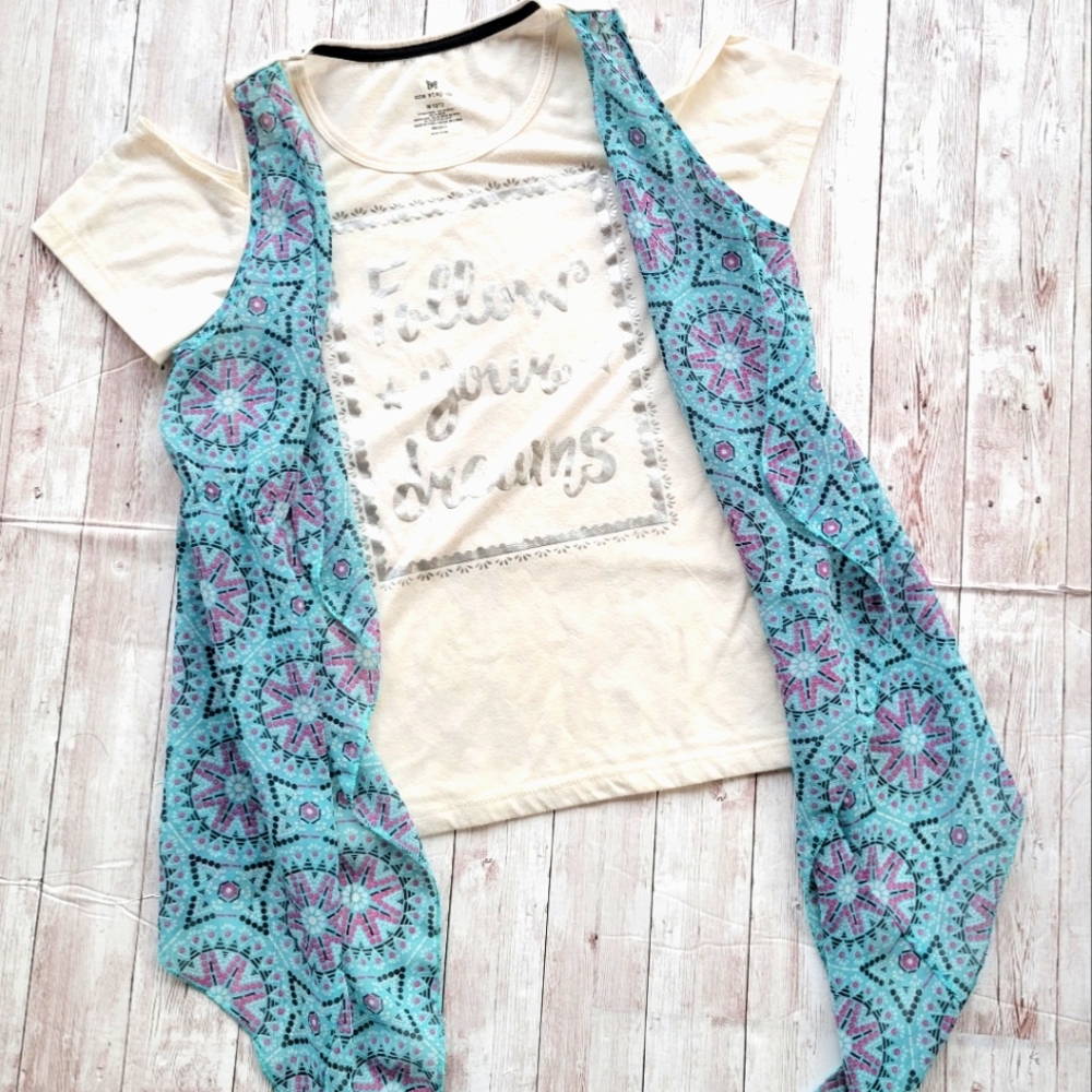 One Step Up Top with flower vest | girls size  10 / 12